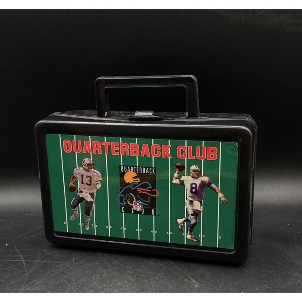 NFL Quarterback Club #8 Aikman Marino #13 Black Plastic School Lunch Box B